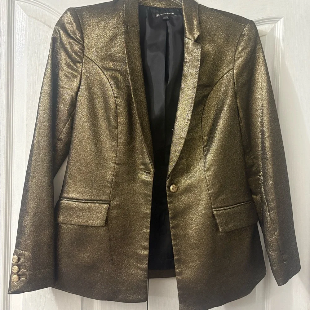 INC international Concepts metallic gold blazer size M - Picture 3 of 7